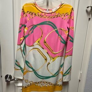 JB by Julie Brown Pink and Yellow Patterned Dress